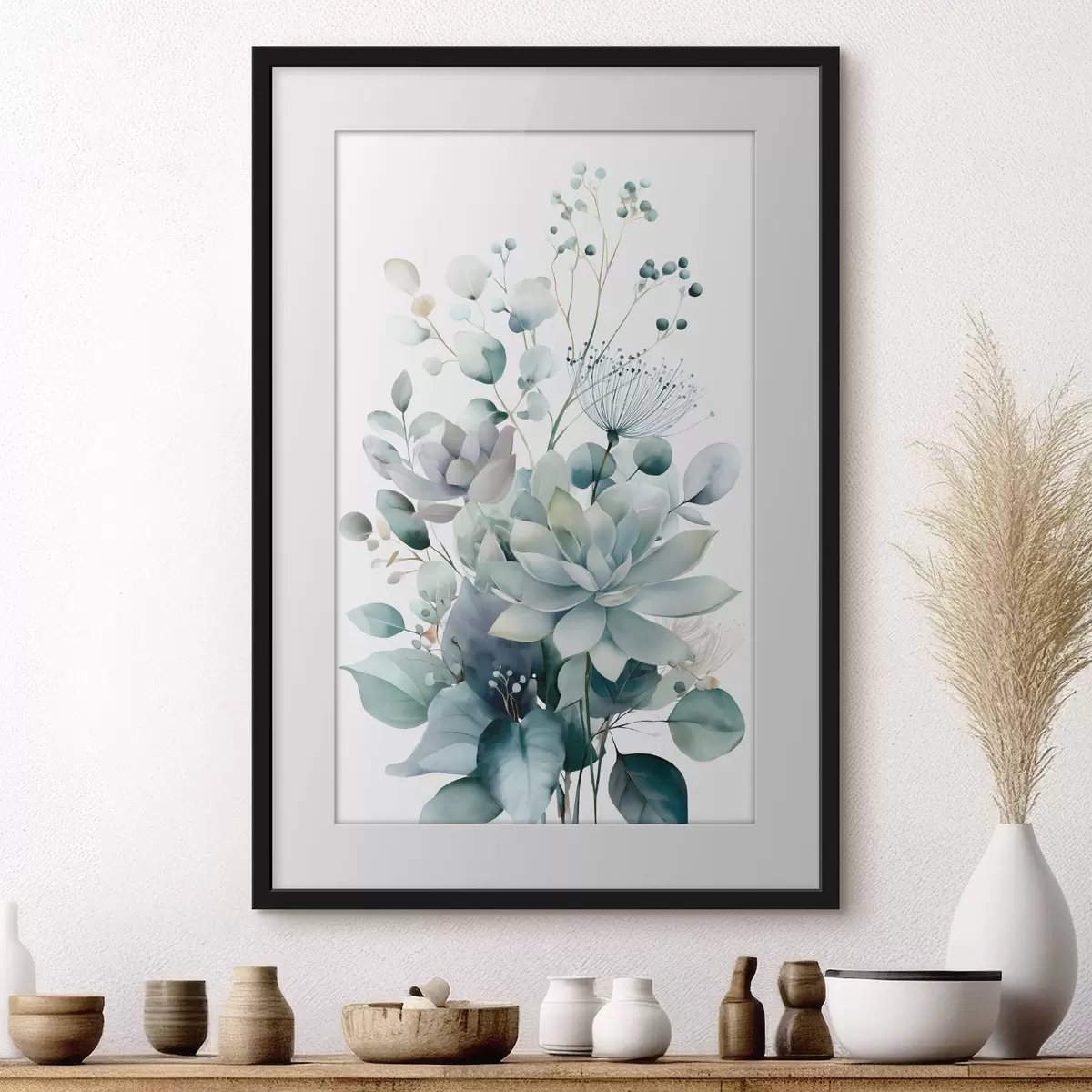 Poster Vetplanten en andere planten, in aquarelstijl f49427