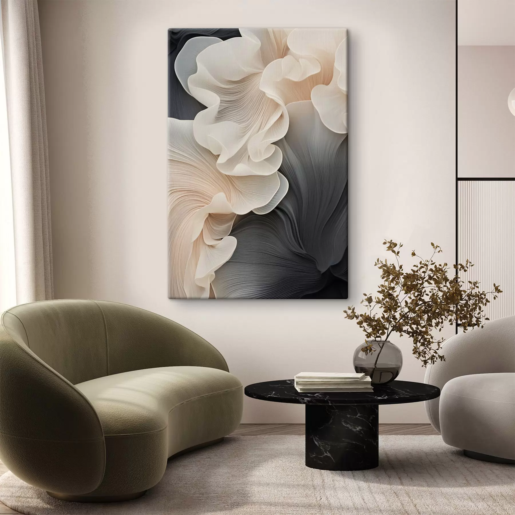  Schilderijen Abstracte, vloeiende organische vormen met delicate, doorschijnende texturen s49472