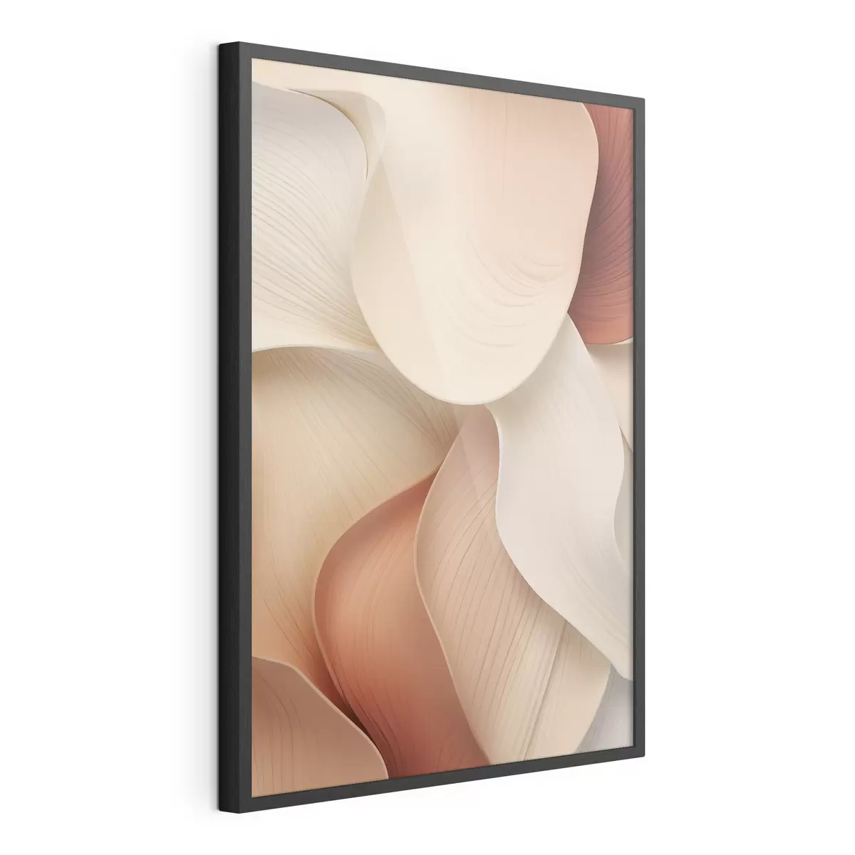 Poster Abstracte vormen met vloeiende, zachte lijnen in crèmekleurige en beige tinten f49488
