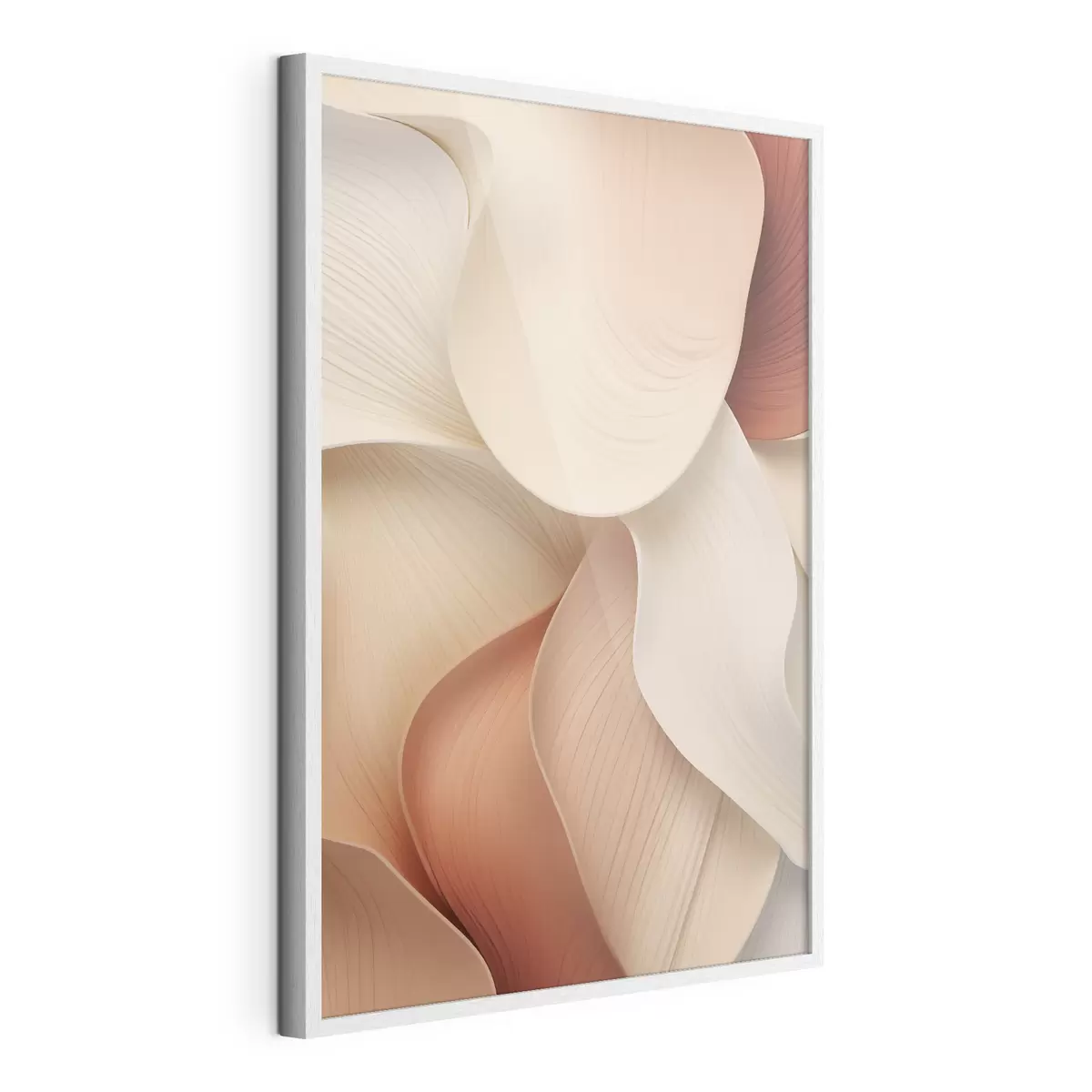 Poster Abstracte vormen met vloeiende, zachte lijnen in crèmekleurige en beige tinten f49488