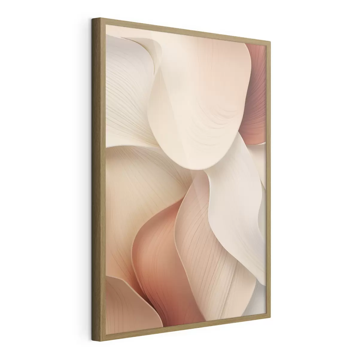 Poster Abstracte vormen met vloeiende, zachte lijnen in crèmekleurige en beige tinten f49488
