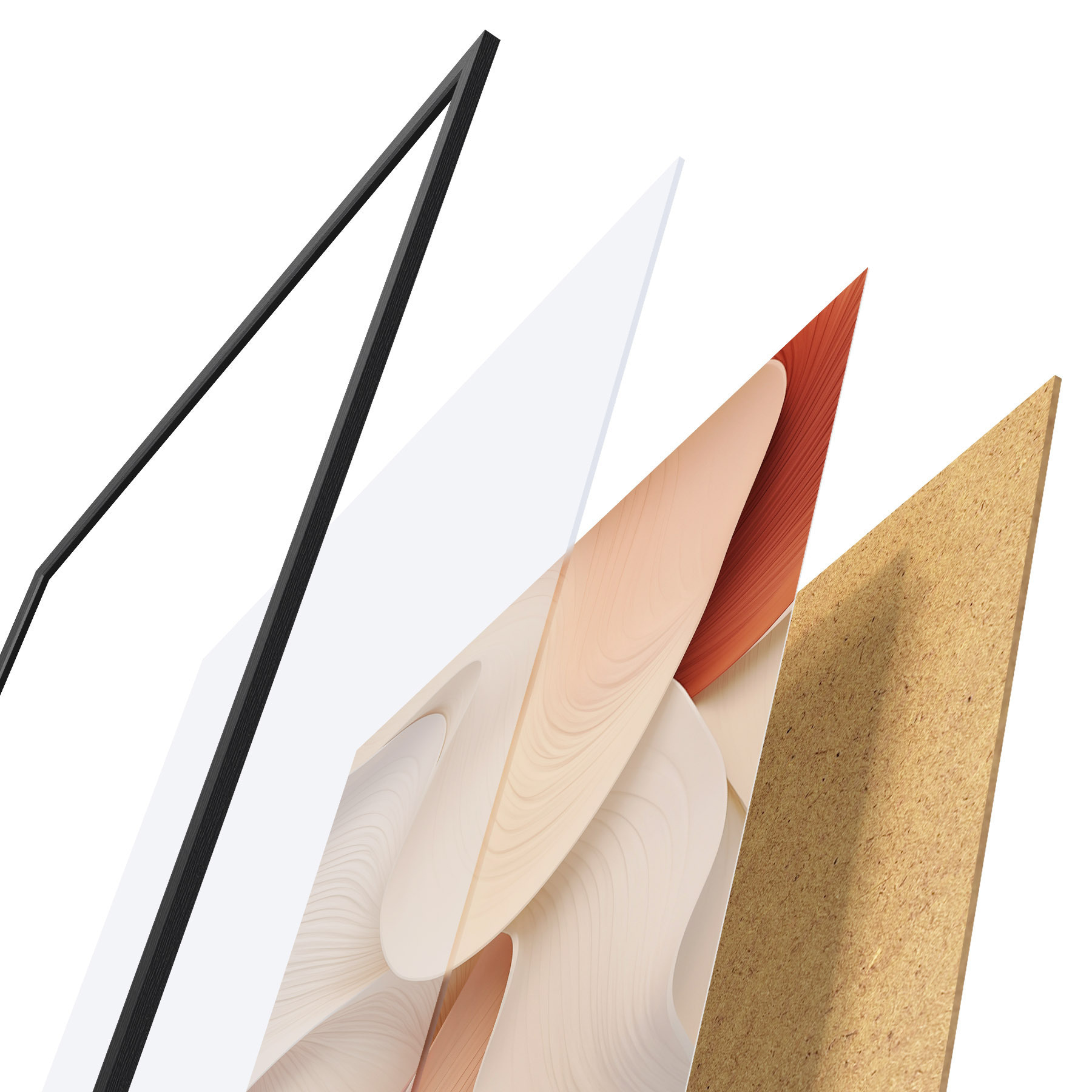 Poster Abstracte vormen met vloeiende, zachte lijnen in crèmekleurige en beige tinten f49488