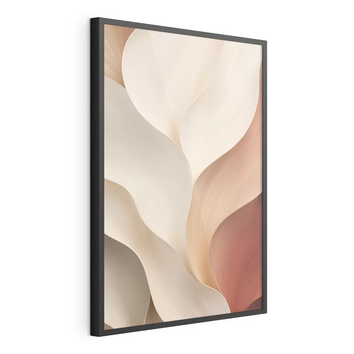 Poster Abstracte vormen met vloeiende, zachte lijnen in crèmekleurige en beige tinten f49489
