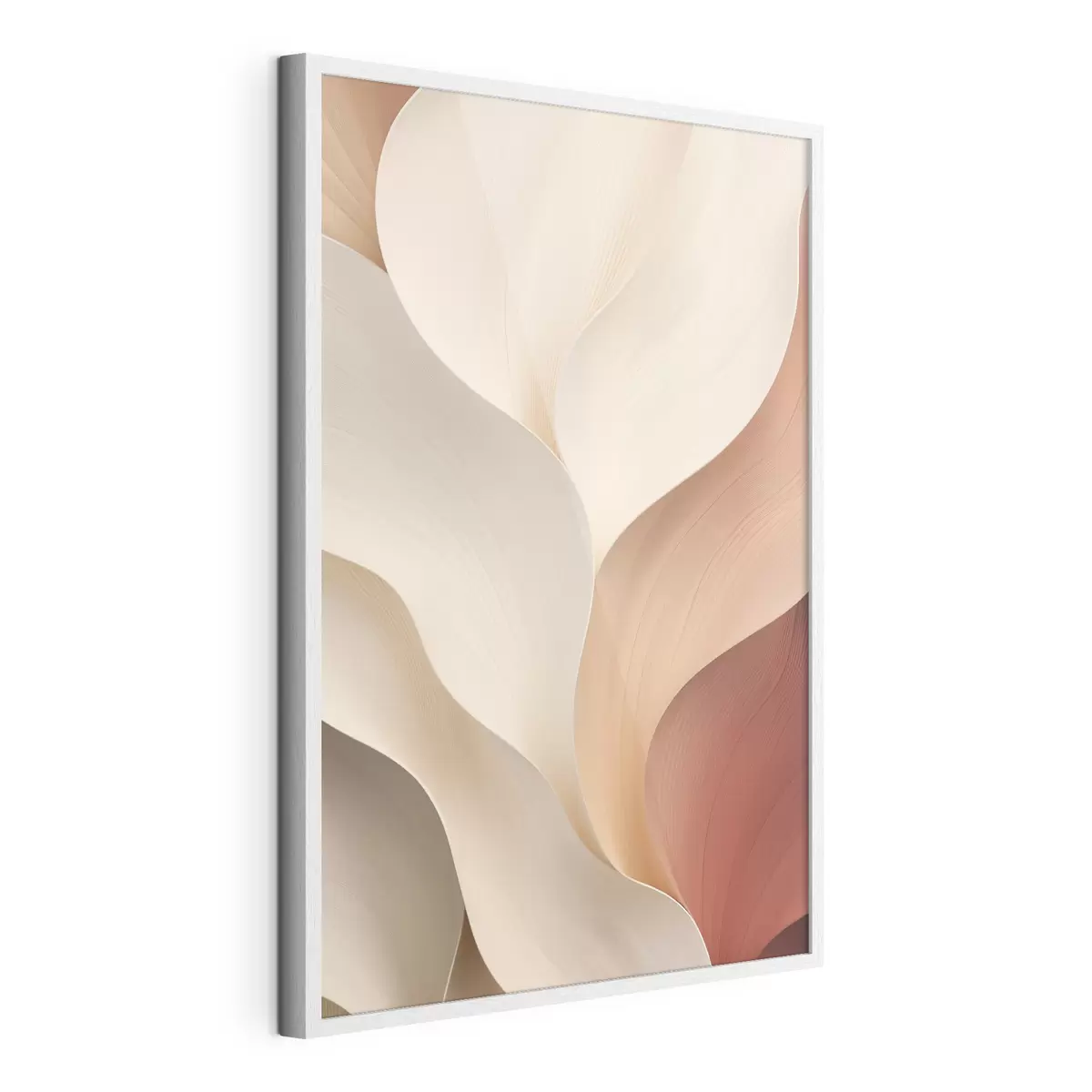 Poster Abstracte vormen met vloeiende, zachte lijnen in crèmekleurige en beige tinten f49489
