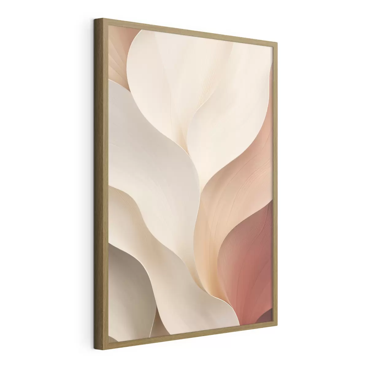 Poster Abstracte vormen met vloeiende, zachte lijnen in crèmekleurige en beige tinten f49489
