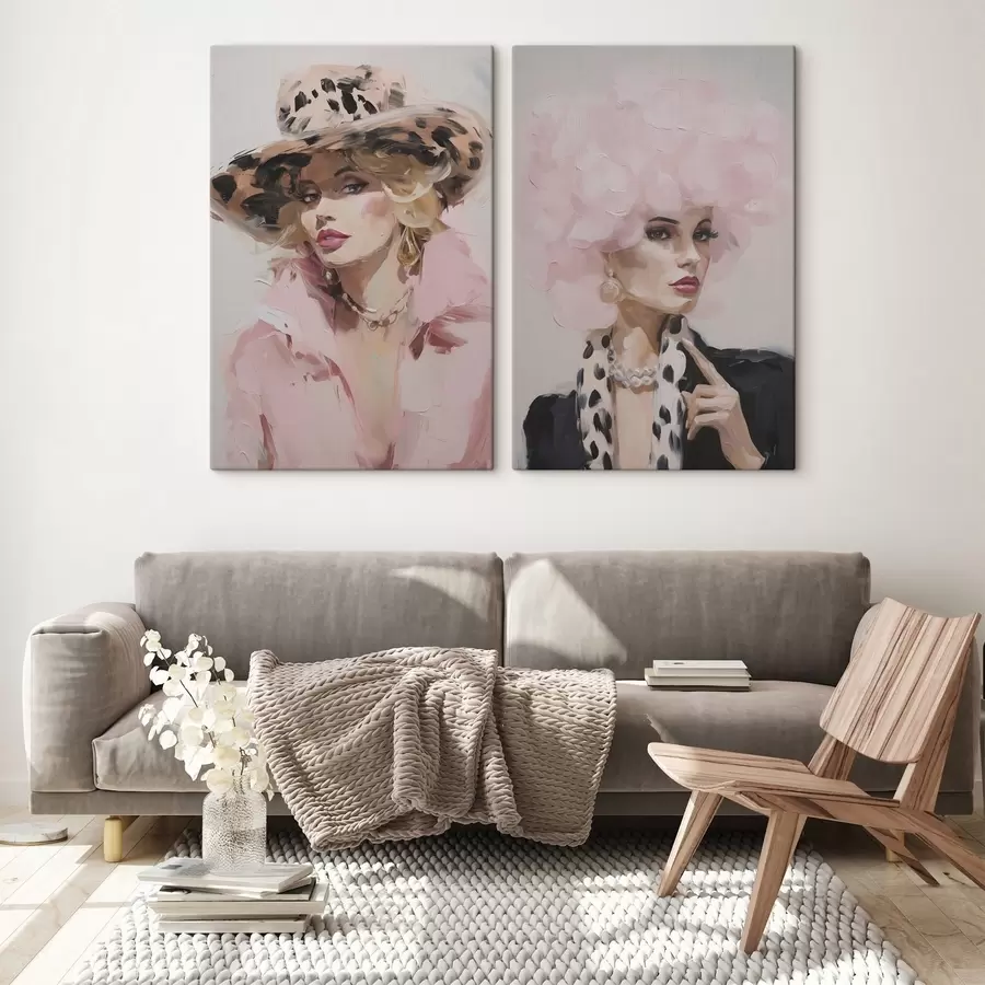  Schilderijen Stijlvol schilderij in imitatietechniek van een vrouw m30595