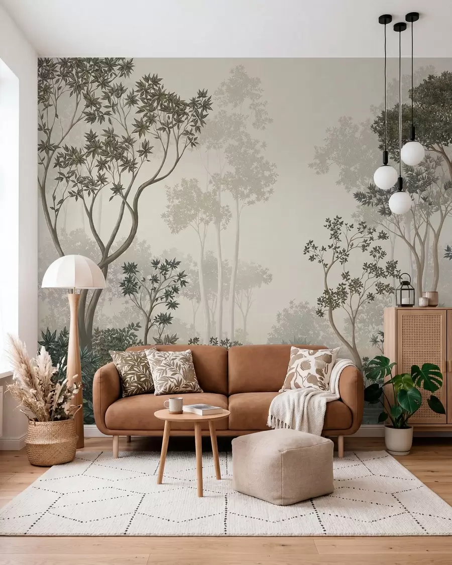 Fotobehang Bos met slanke bomen w05700