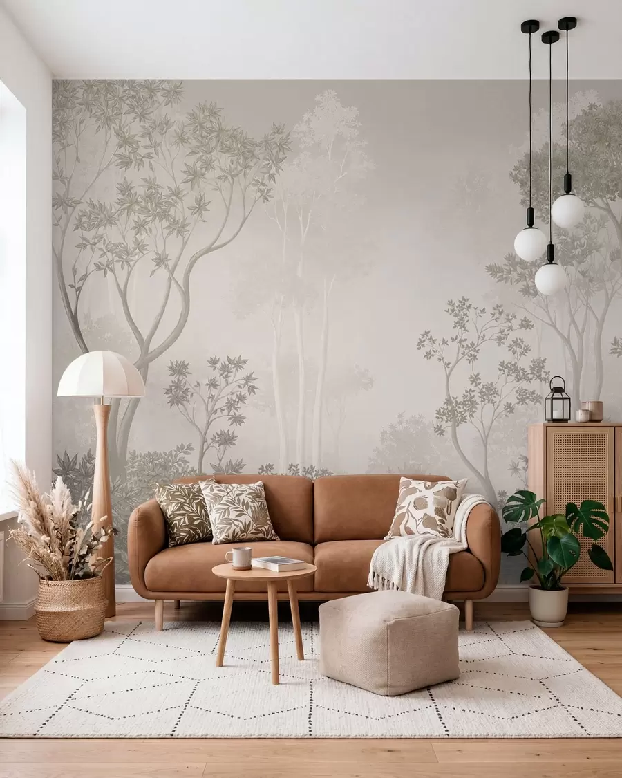 Fotobehang Slank bos in linnenkleuren w05700v1