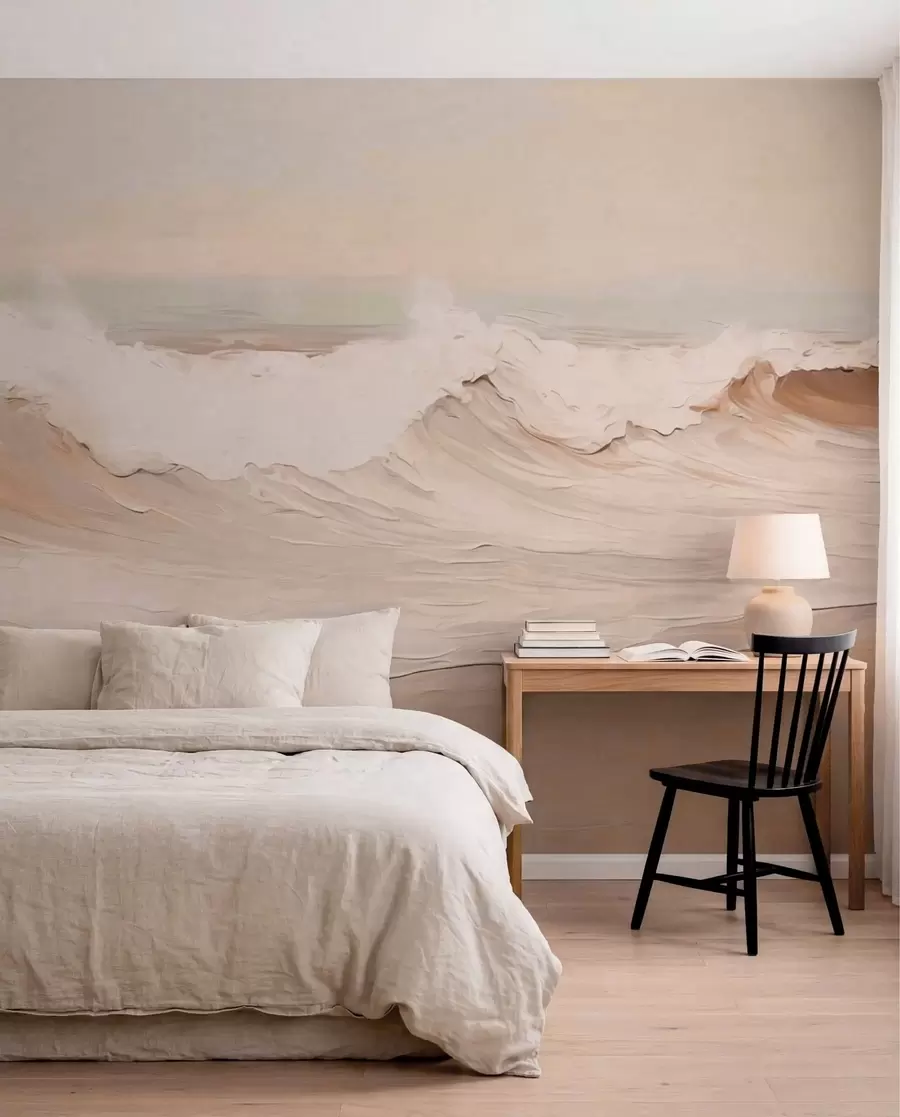 Fotobehang Abstracte oceaangolven in pasteltinten w05697