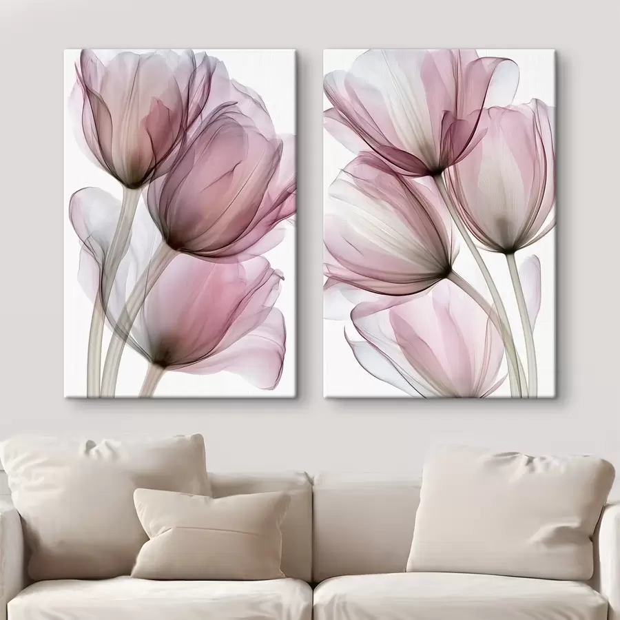 Fotobehang elegante, halfdoorzichtige tulpen m30623