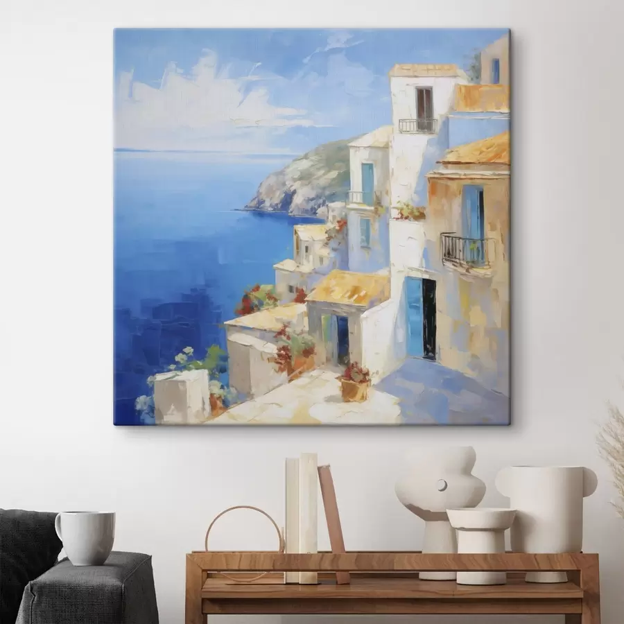  Schilderijen Stad aan zee – schilderijimitatie s49590