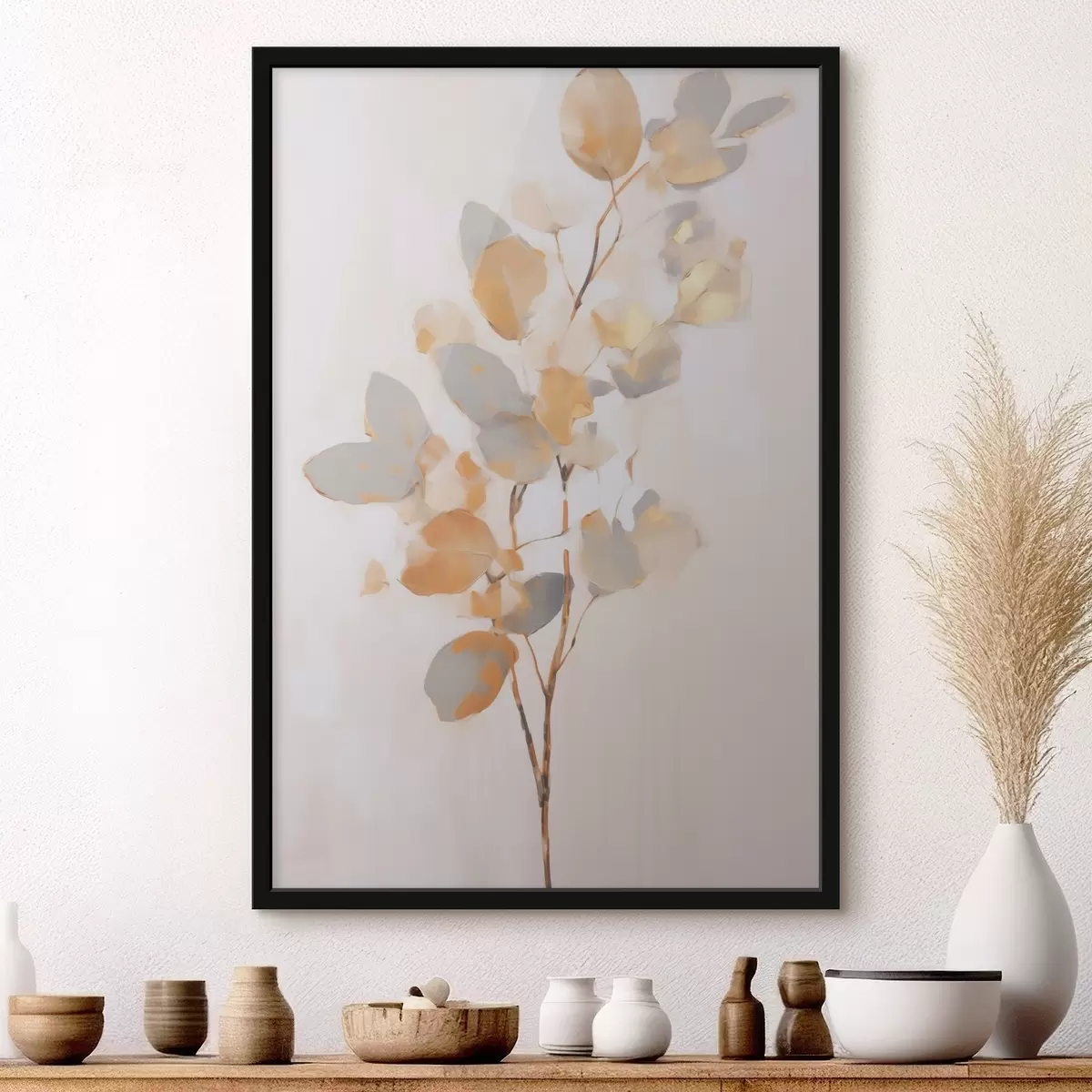 Poster Abstracte imitatie van een tak in de schilderkunst f49595
