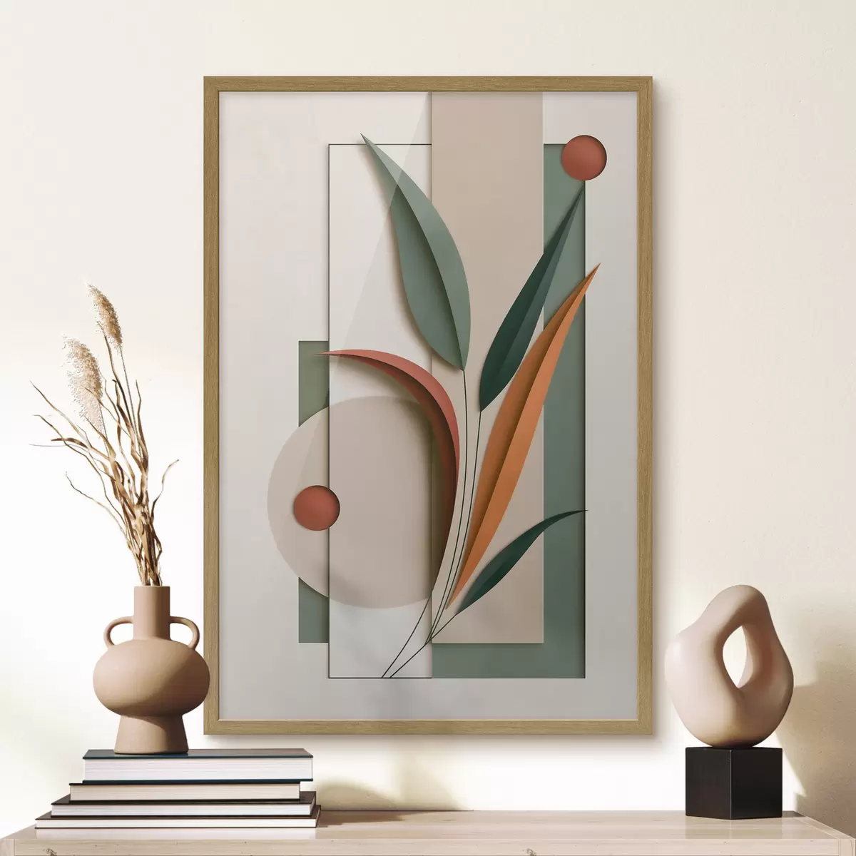 Poster Geometrische botanische compositie f49417