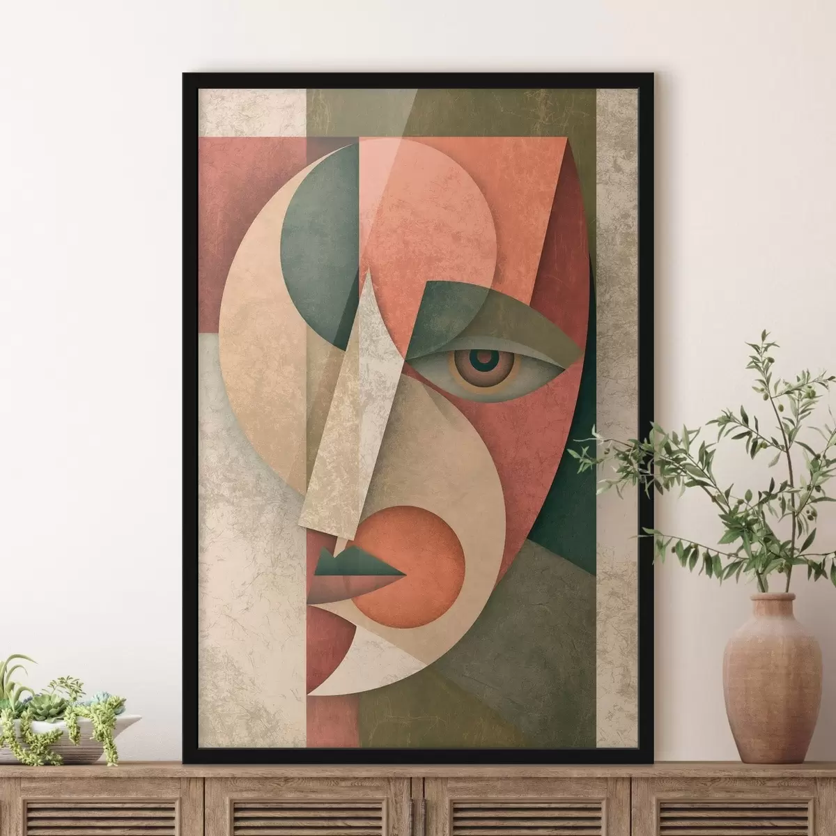 Poster Geometrische abstractie van een gezicht f49420
