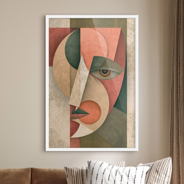 Poster Geometrische abstractie van een gezicht, Posters Abstract, f49420wo : Uwalls