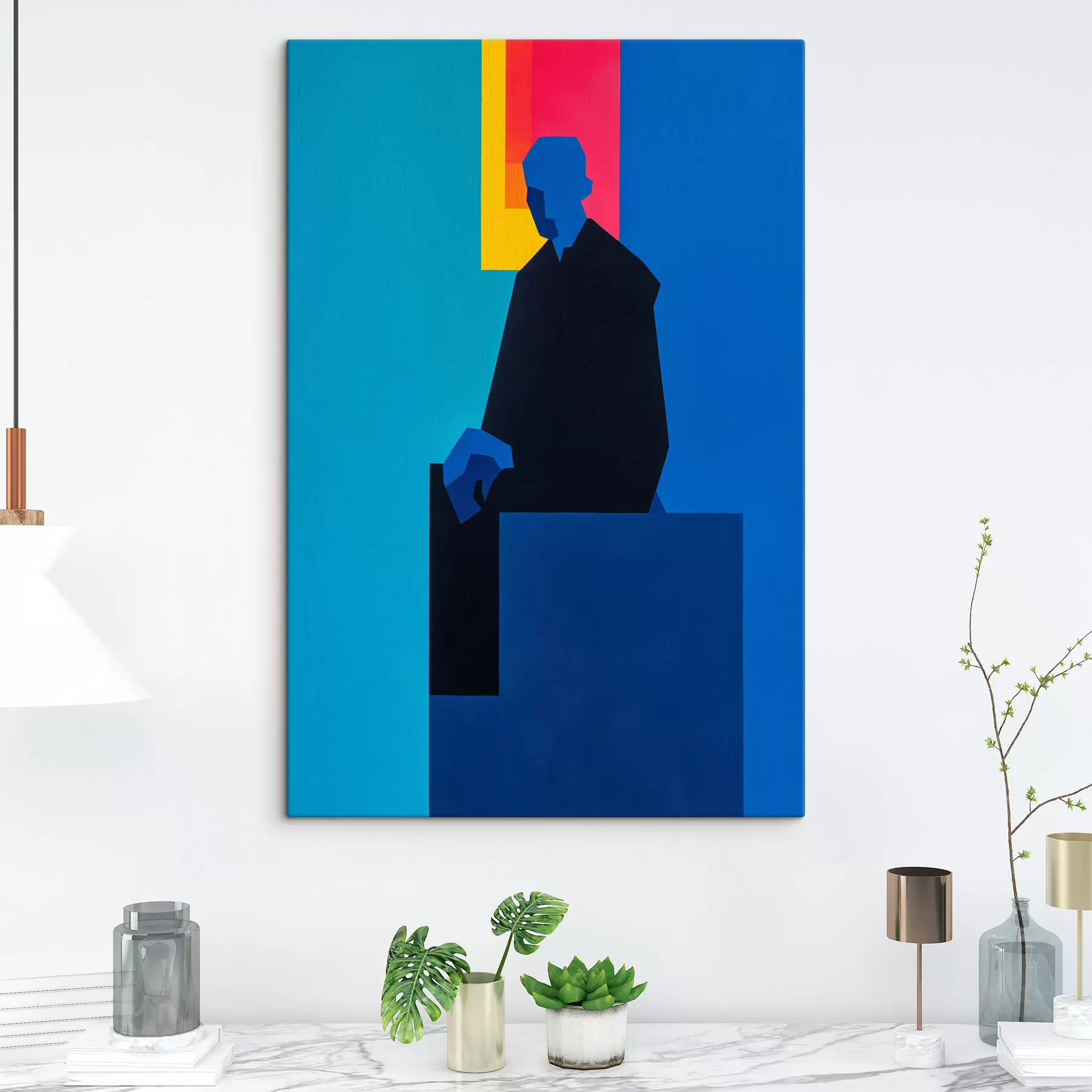  Schilderijen Portret in kleurrijke lijnen s49669