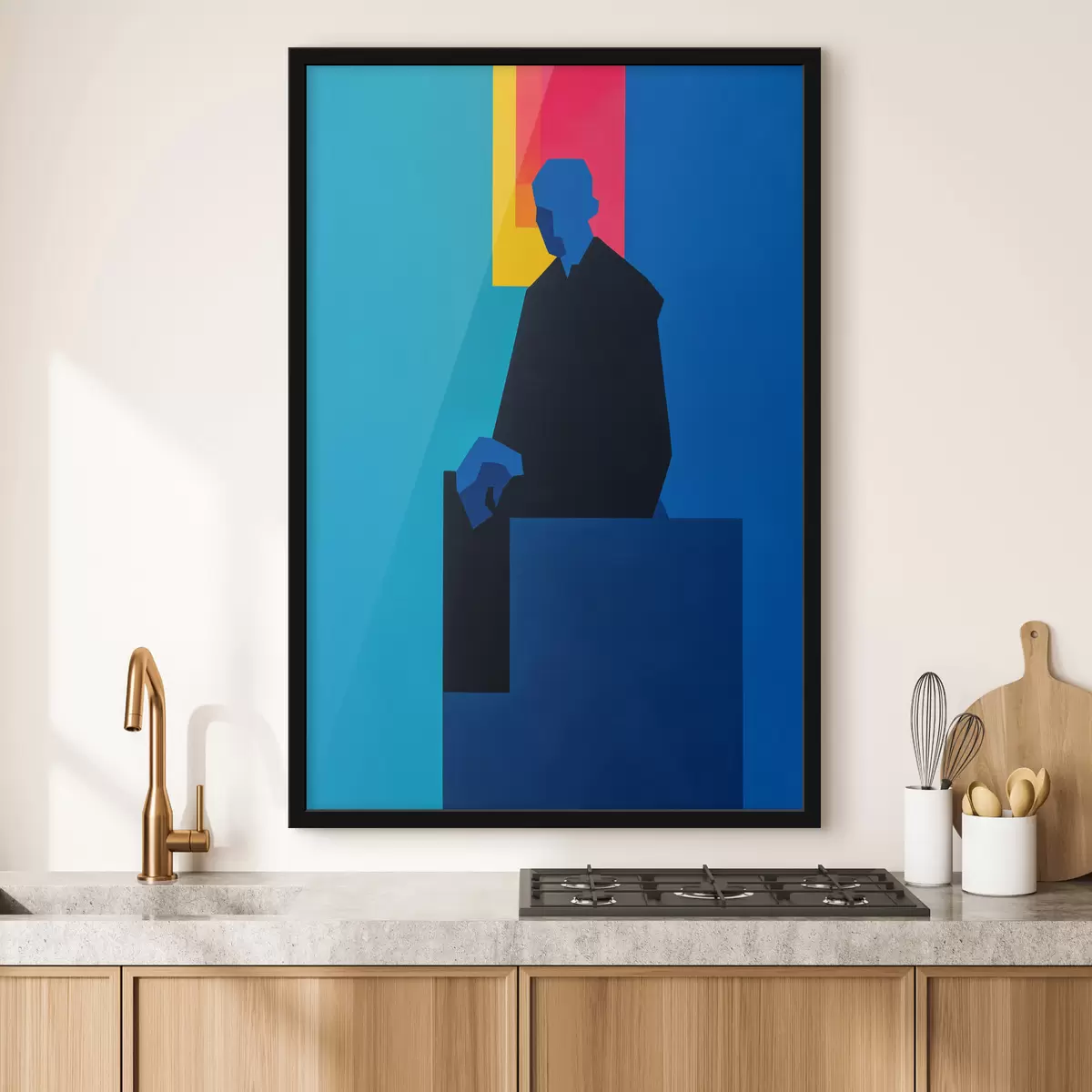 Poster Portret in kleurrijke lijnen f49669