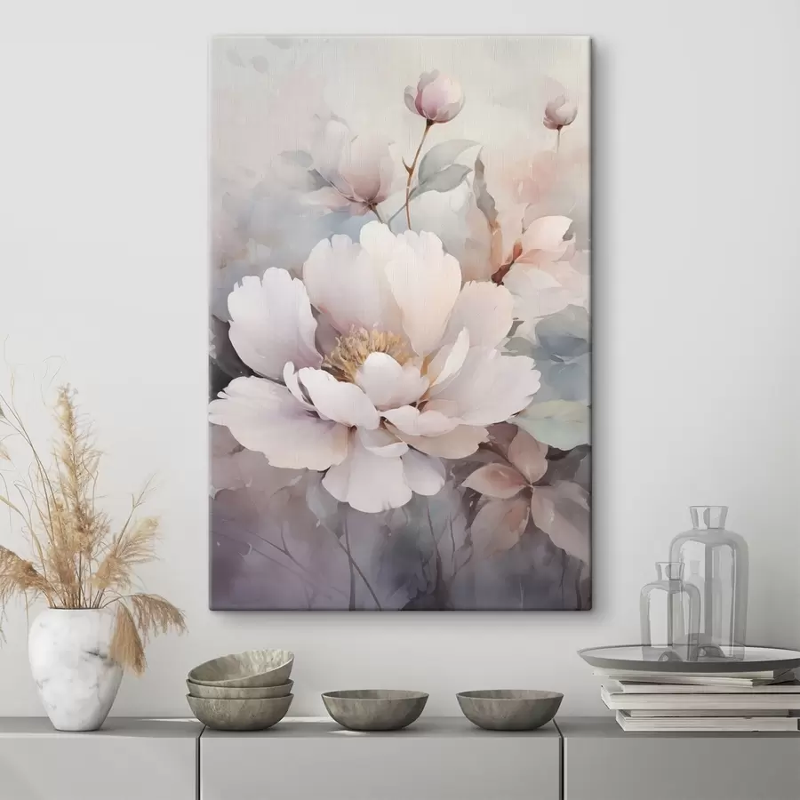  Schilderijen Luchtige bloemen in lichte tinten s49376