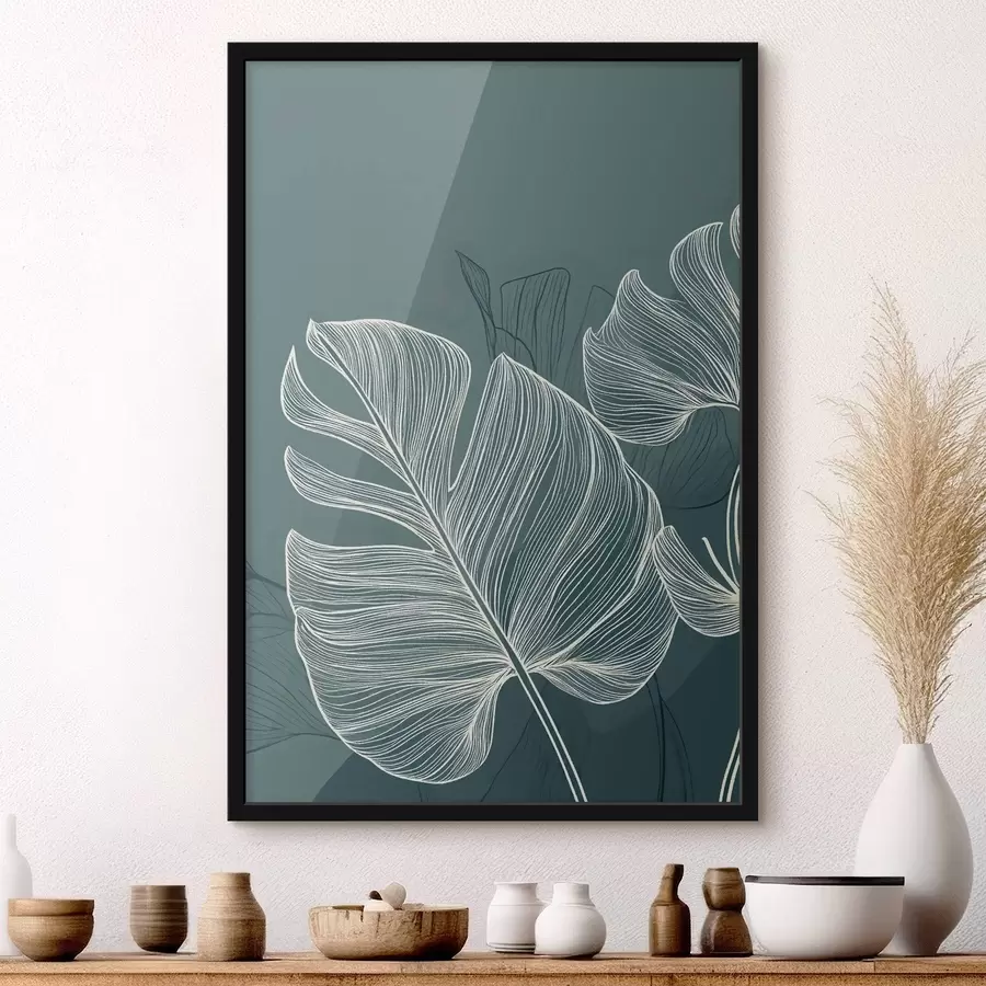 Fotobehang Tropische bladeren in smaragdgroene tinten f49371