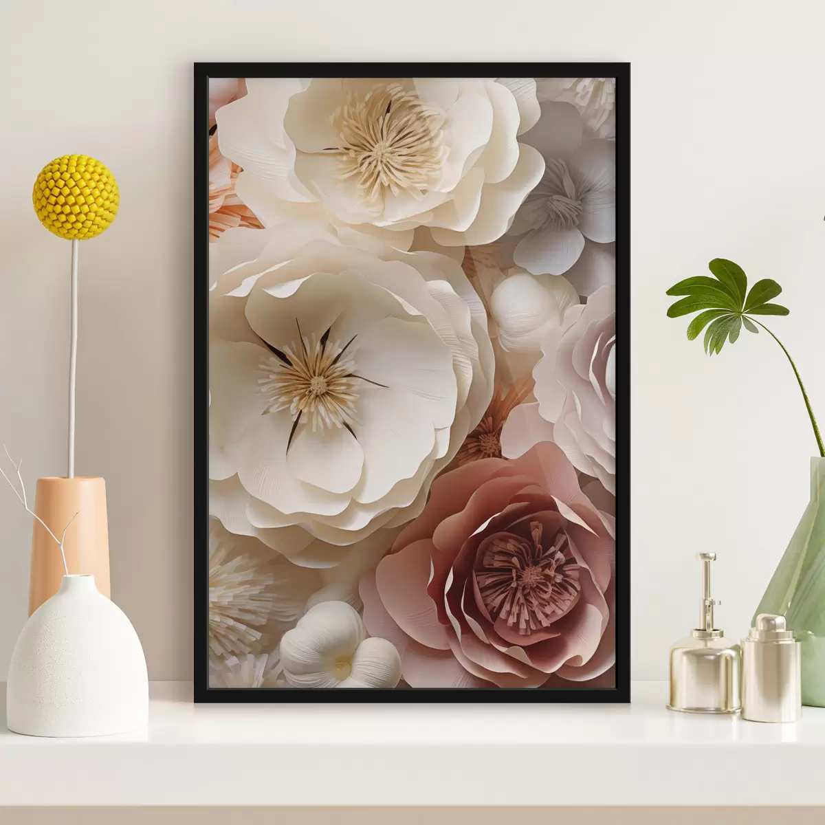 Poster Beige rozen in een eigentijdse stijl f49374