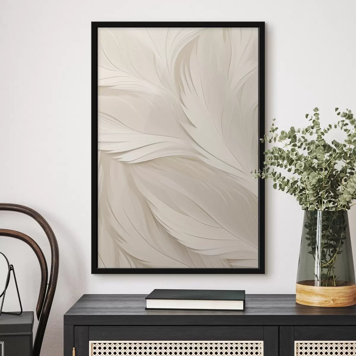 Poster Volumetrische abstractie: beige lijnen f49383