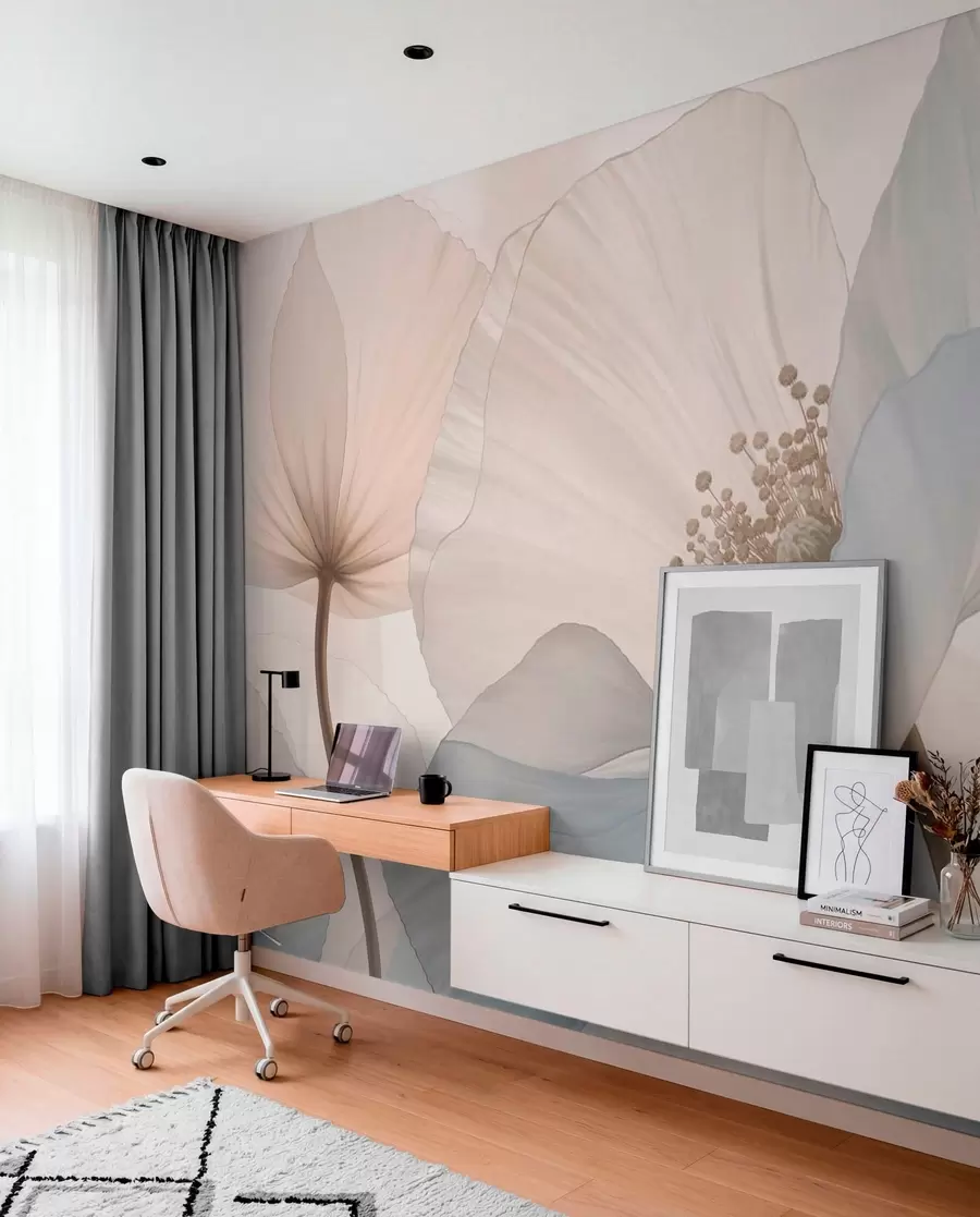Fotobehang Roze bloemsilhouetten w05692