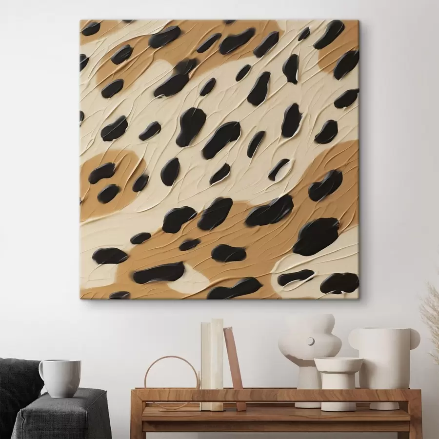  Schilderijen Zwarte vlekken op een abstracte achtergrond, schilderijimitatie s49750