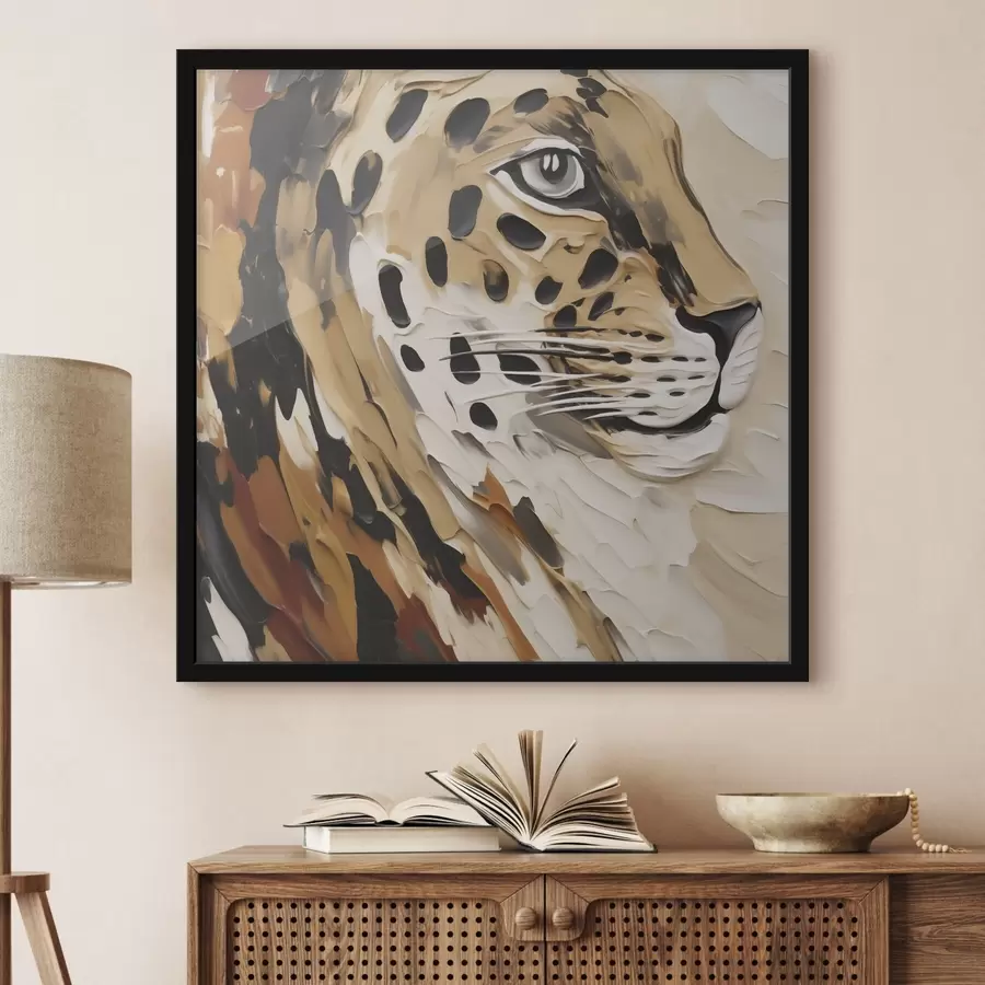 Fotobehang Abstracte luipaard, imitatie van een schilderij f49751