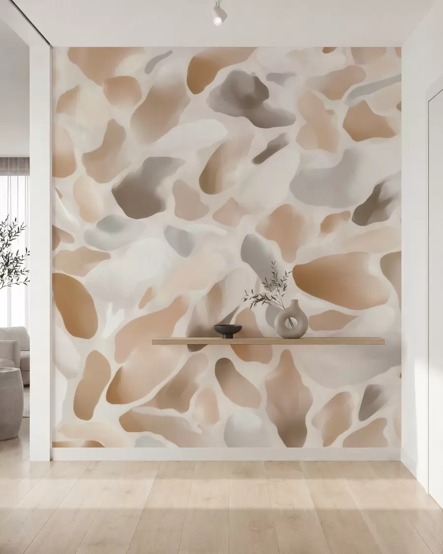 Fotobehang Abstracte, natuurlijke terrazzotextuur in lichte tinten w09933