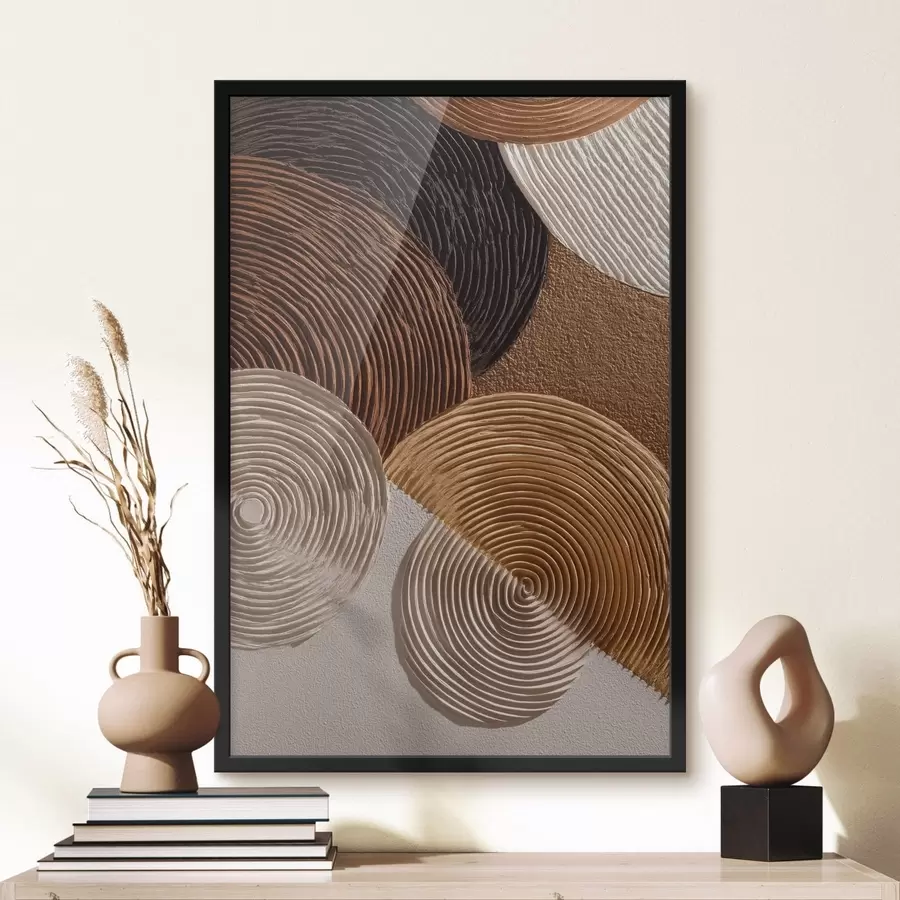 Fotobehang Geometrisch reliëf met concentrische cirkels f49684