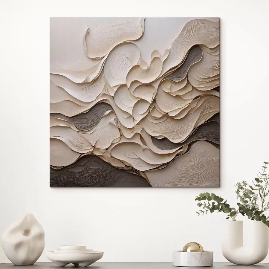  Schilderijen Abstracte gelaagde golven met gestructureerde vormen s49360