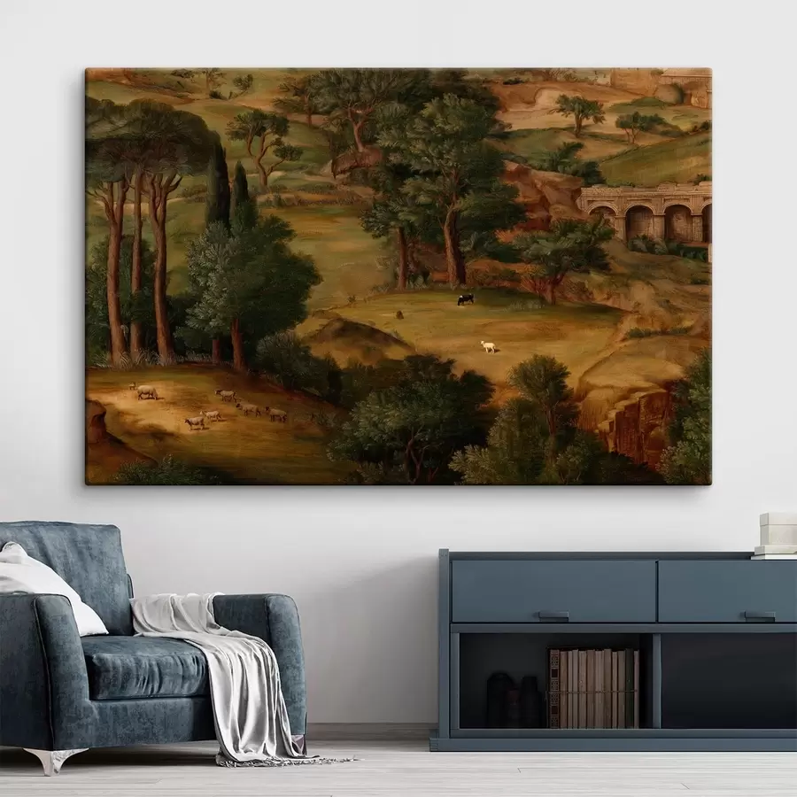  Schilderijen Landschap met bomen en oude ruïnes s49675