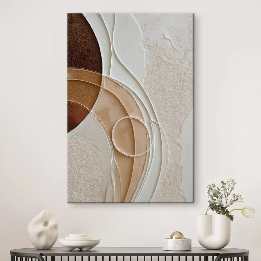  Schilderijen Abstracte compositie met vloeiende bogen en cirkels s49679