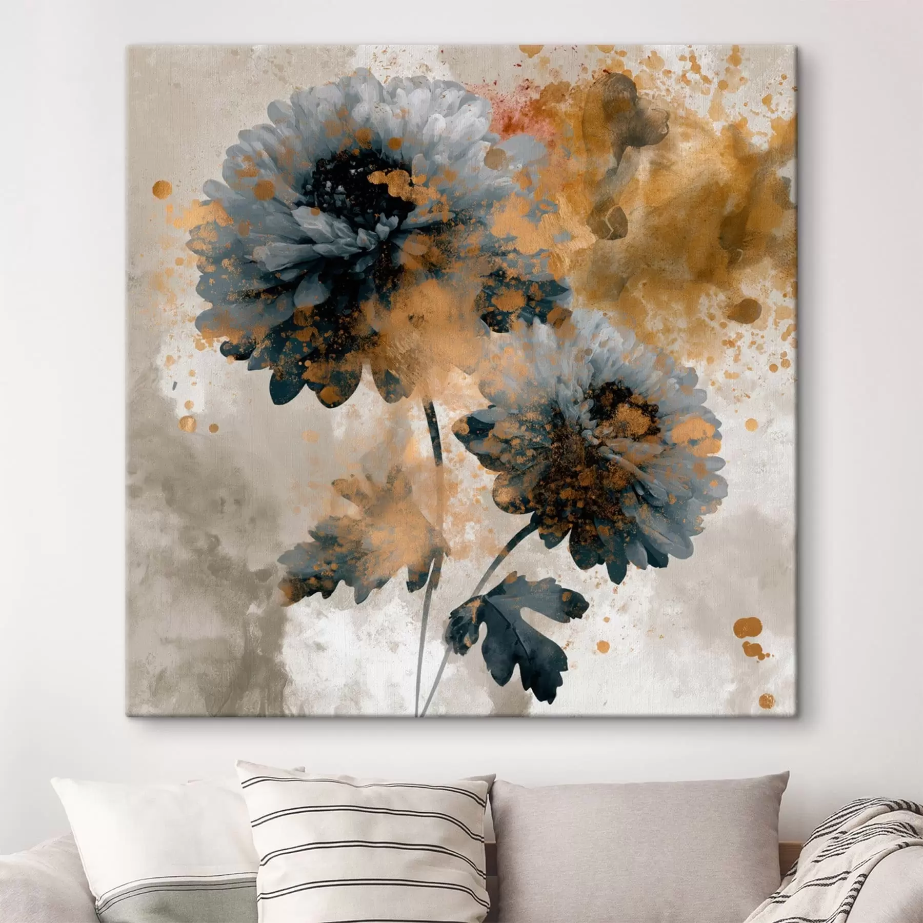  Schilderijen Gestileerde bloemen met decoratieve spatten s49693