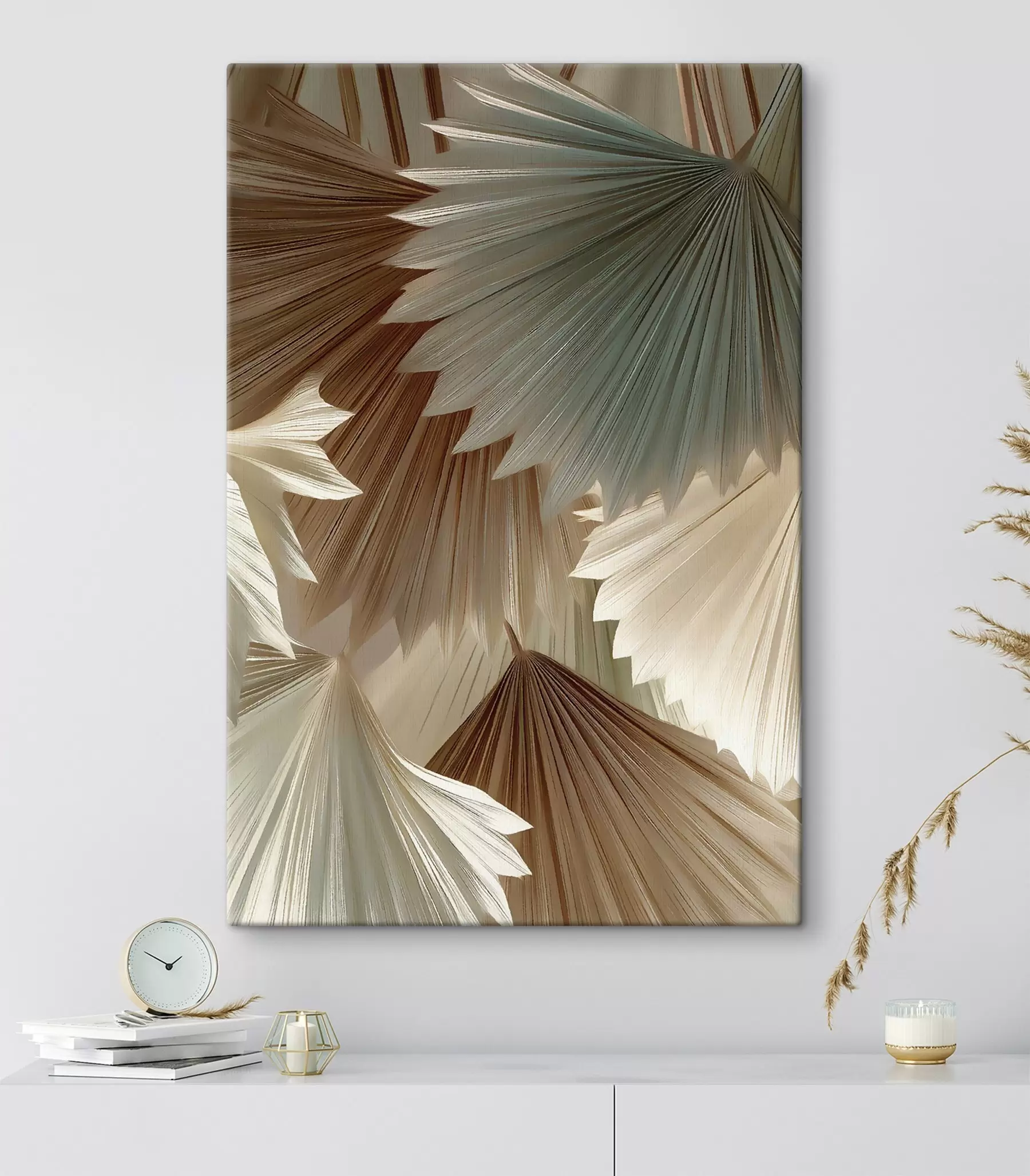  Schilderijen Tropische bladeren in beige tinten s49737