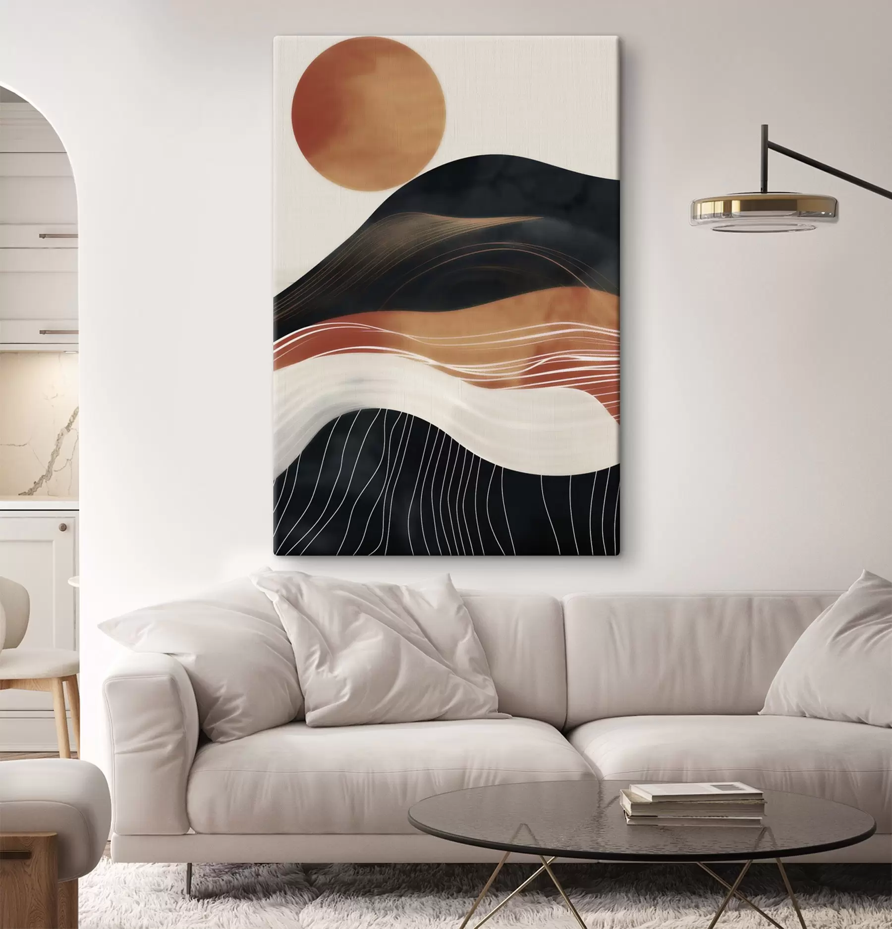  Schilderijen Abstrakt landschap met zon s49741