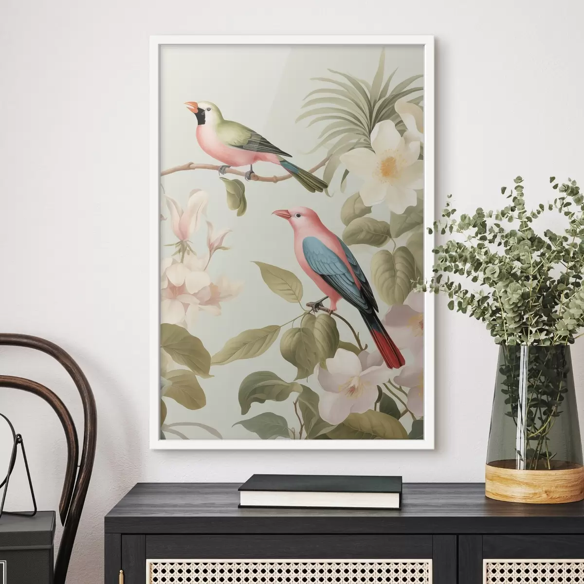 Poster Kolibrie in een bloeiende tuin f49733