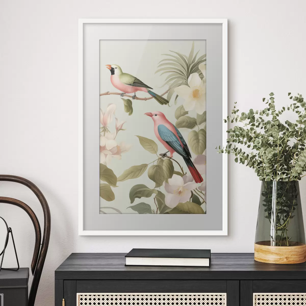 Poster Kolibrie in een bloeiende tuin f49733