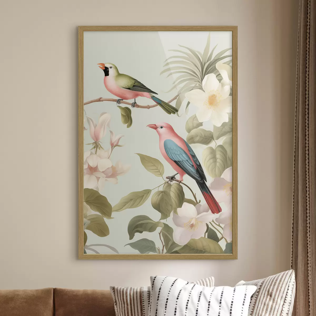 Poster Kolibrie in een bloeiende tuin f49733