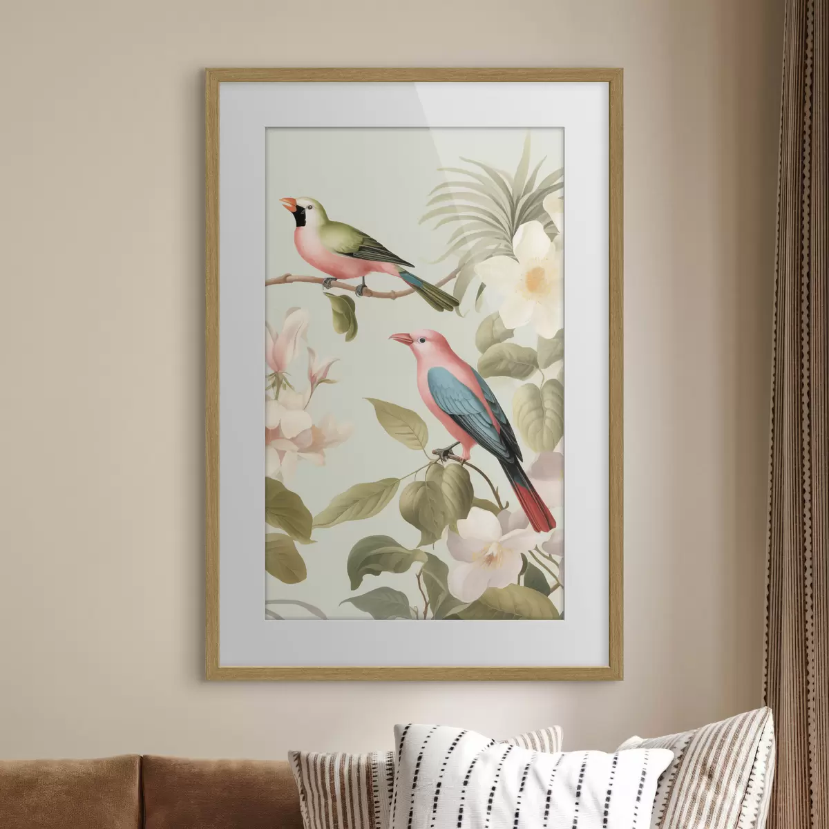 Poster Kolibrie in een bloeiende tuin f49733