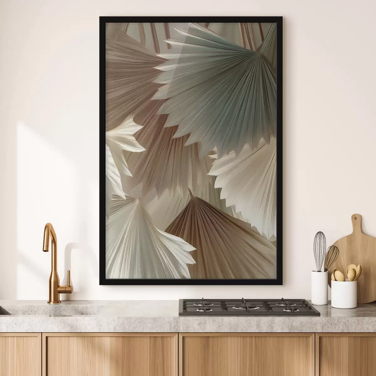 Poster Tropische bladeren in beige tinten f49737