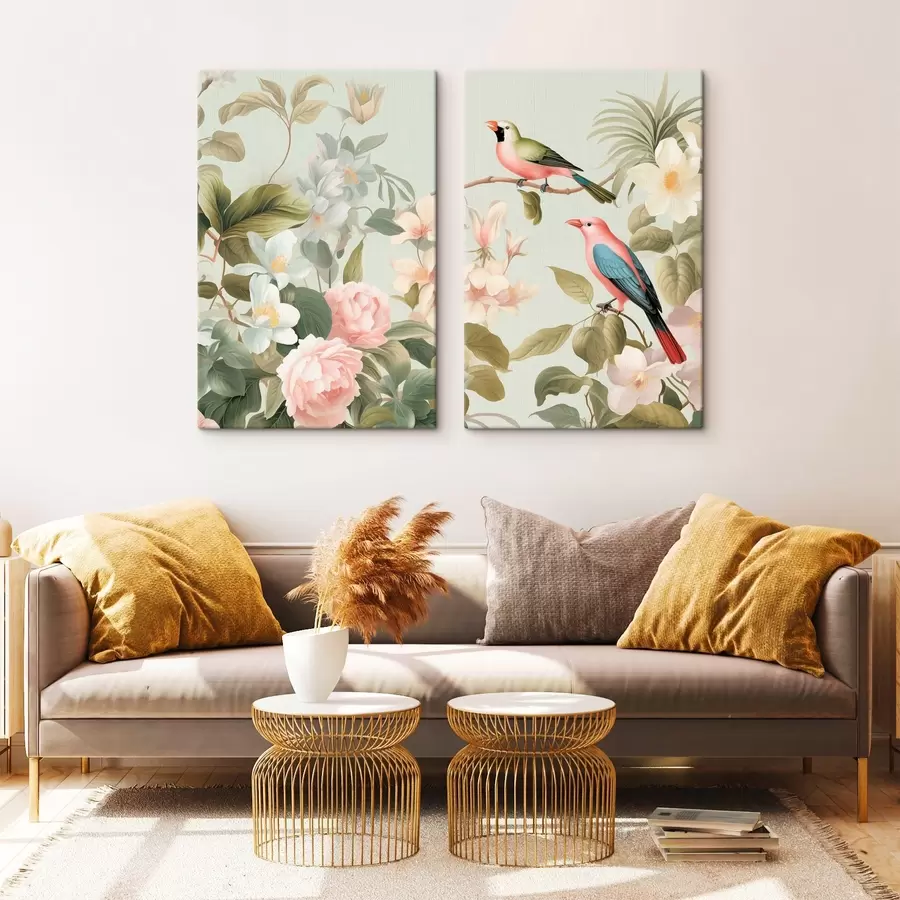  Schilderijen Kolibrie tussen bloeiende rozen m30660