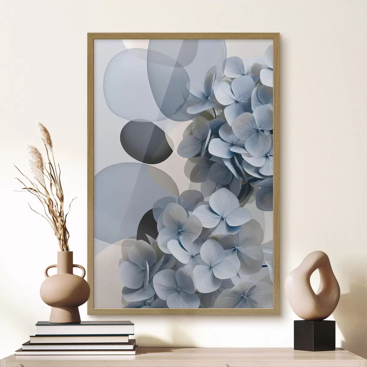 Poster Een moderne abstractie met hortensia’s f49699