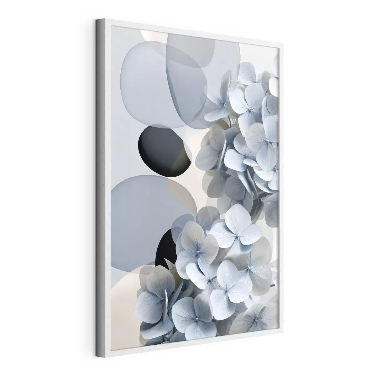 Poster Een moderne abstractie met hortensia’s f49699