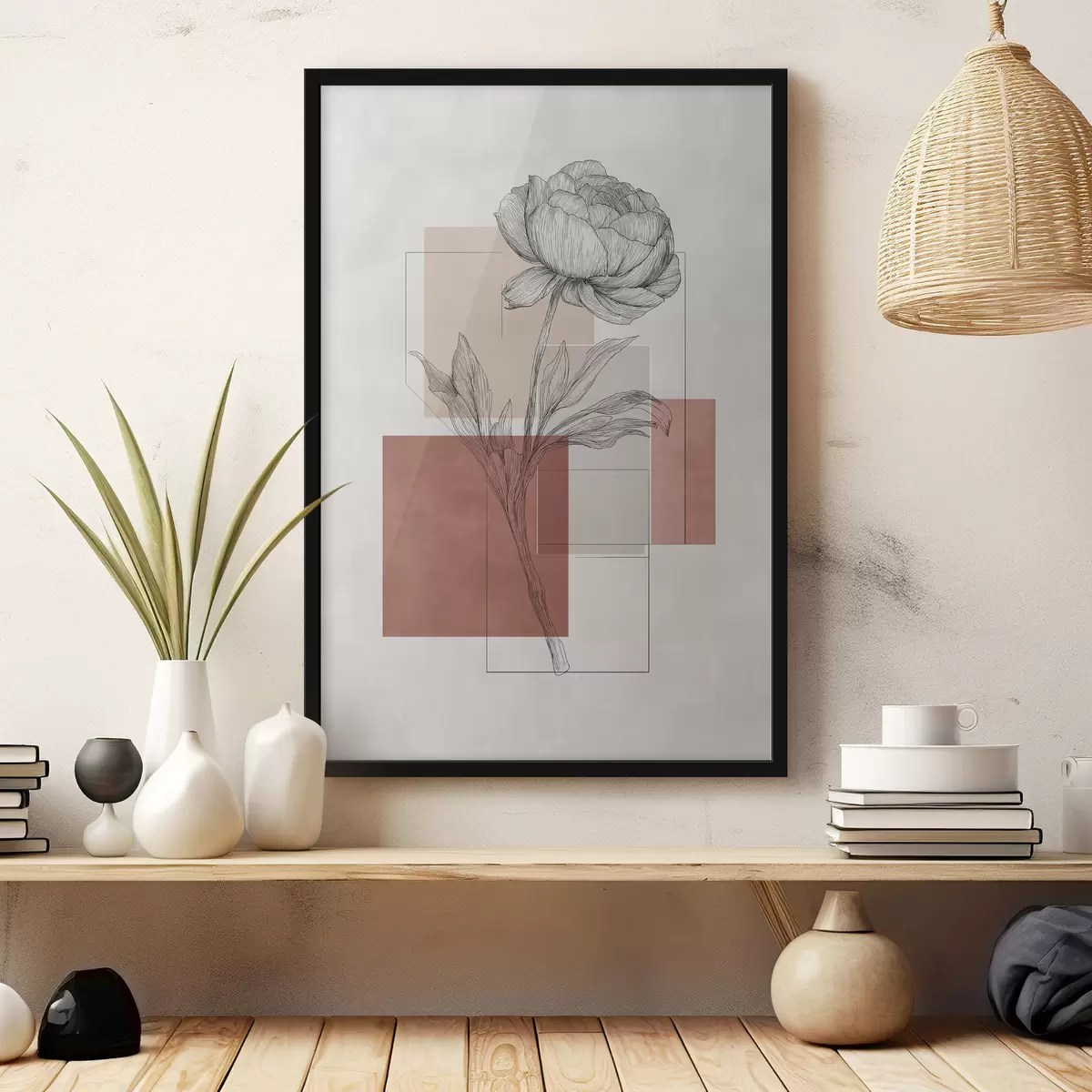 Poster Pioenroosgeometrie f49841