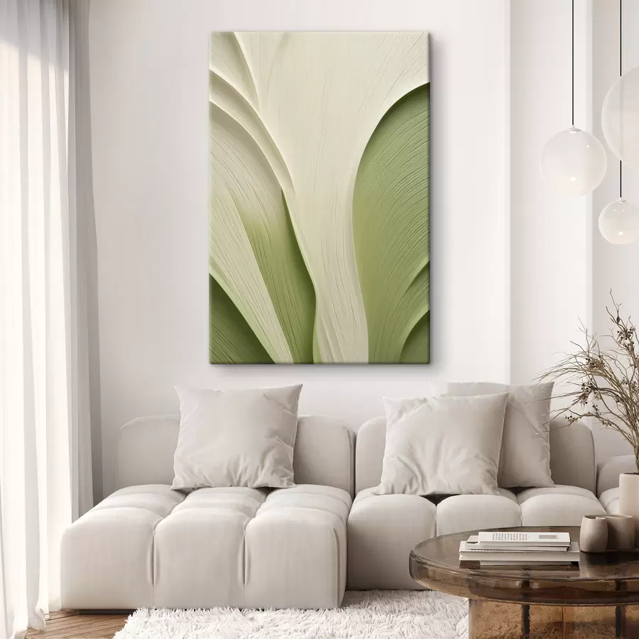  Schilderijen Abstracte, vloeiende textuur in groene en crèmekleurige tinten s49771
