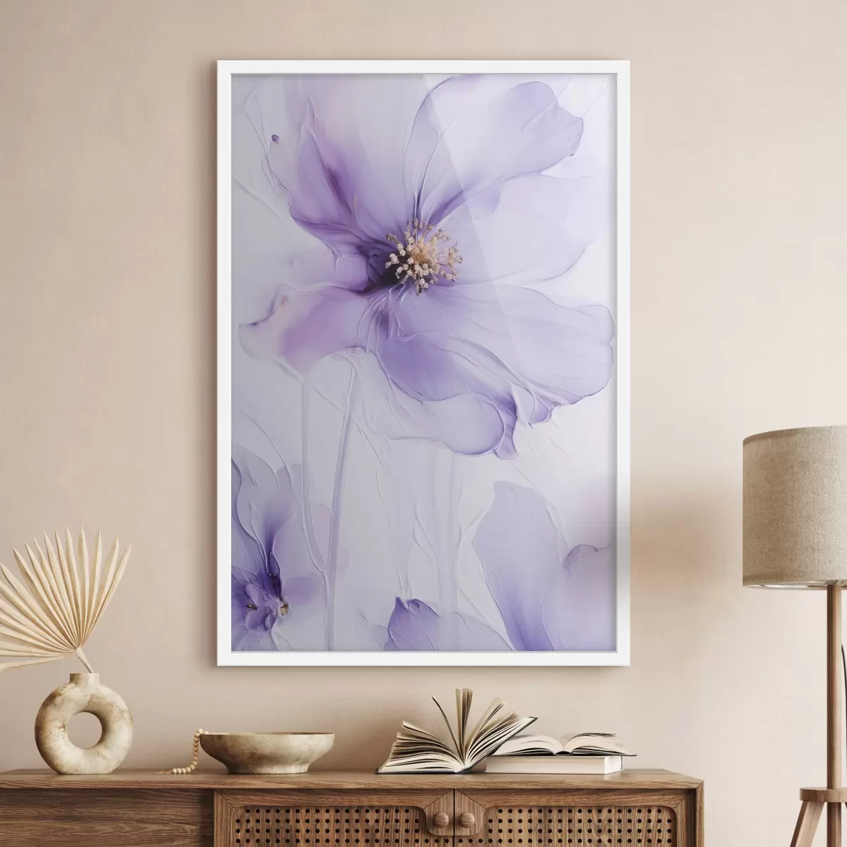 Poster Verfijnde bloemen met gedetailleerde details en een witte achtergrond met textuur f49761