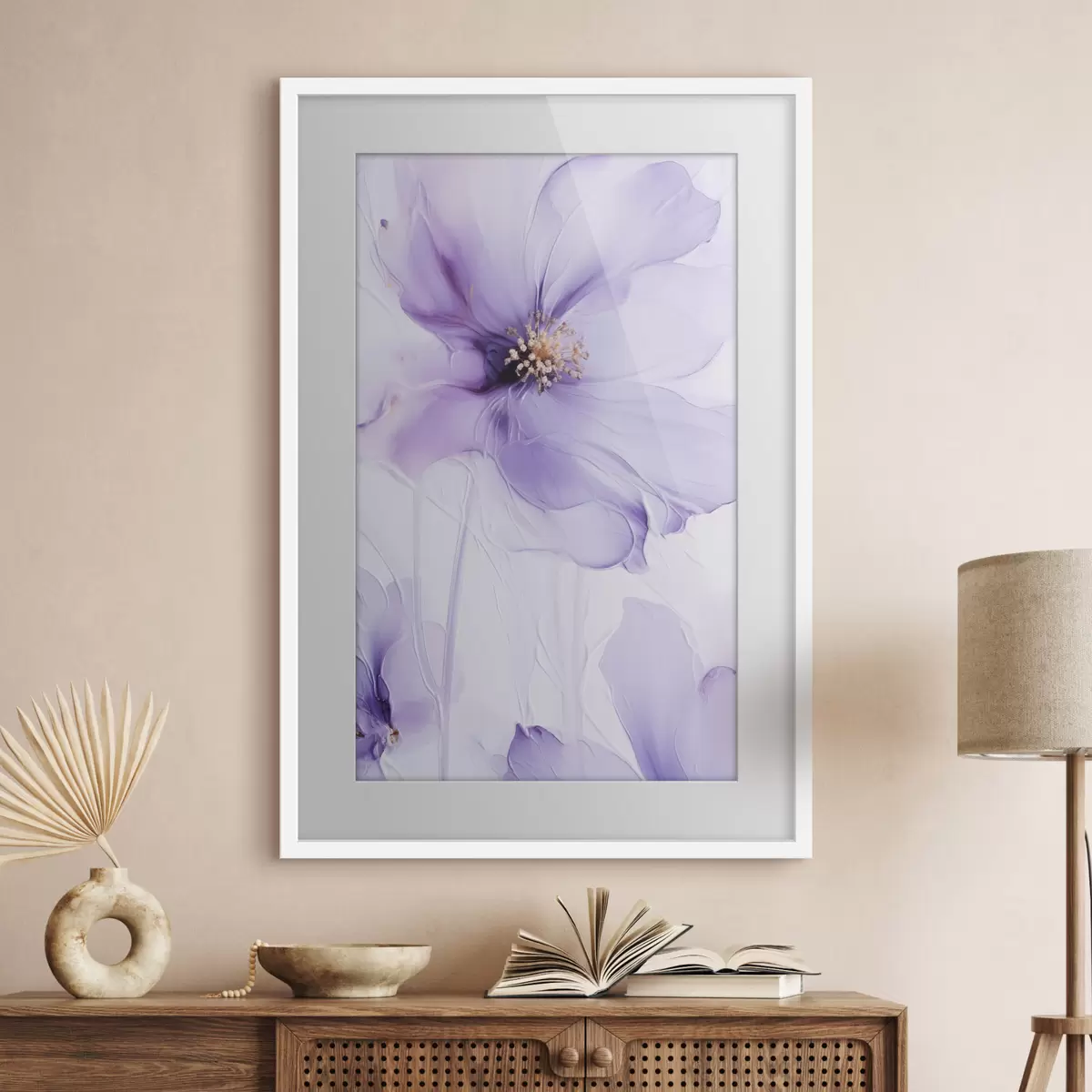 Poster Verfijnde bloemen met gedetailleerde details en een witte achtergrond met textuur f49761