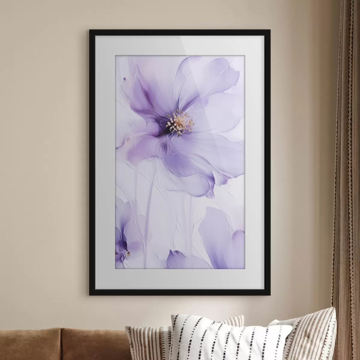 Poster Verfijnde bloemen met gedetailleerde details en een witte achtergrond met textuur f49761