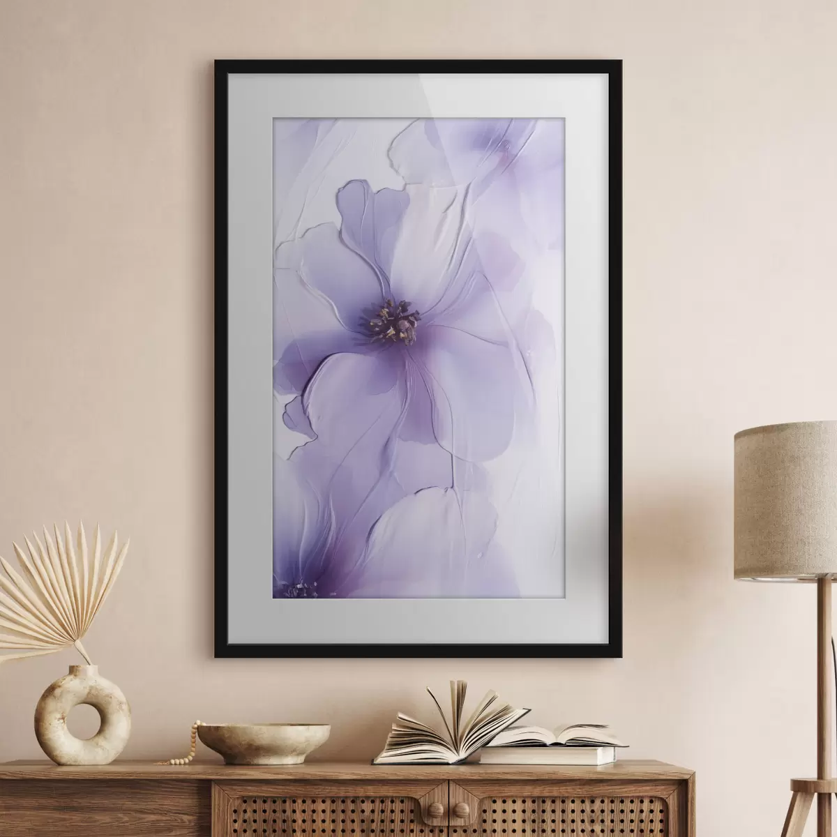 Poster Verfijnde bloemen met gedetailleerde details en een witte achtergrond met textuur f49762